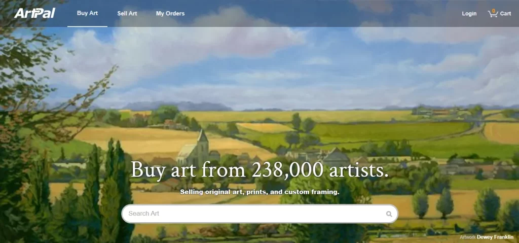This picture show the home page of ArtPal website.
