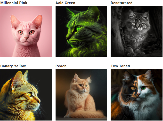 Midjourney Prompts - Cats Colorful